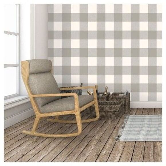Threshold -  Buffalo Plaid 198"x20" Peel and Stick Wa Gray - Picture 3 of 4